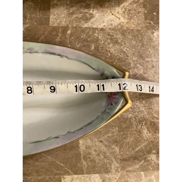 Antique HR Hutschenreuther Selb Bavaria Oval Serving Dish Handpaint Gold Trim - Picture 11 of 12
